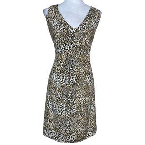 Bella Blue Women's Animal Print Layered V-Neck Tie Sleeveless Midi Plus 18W